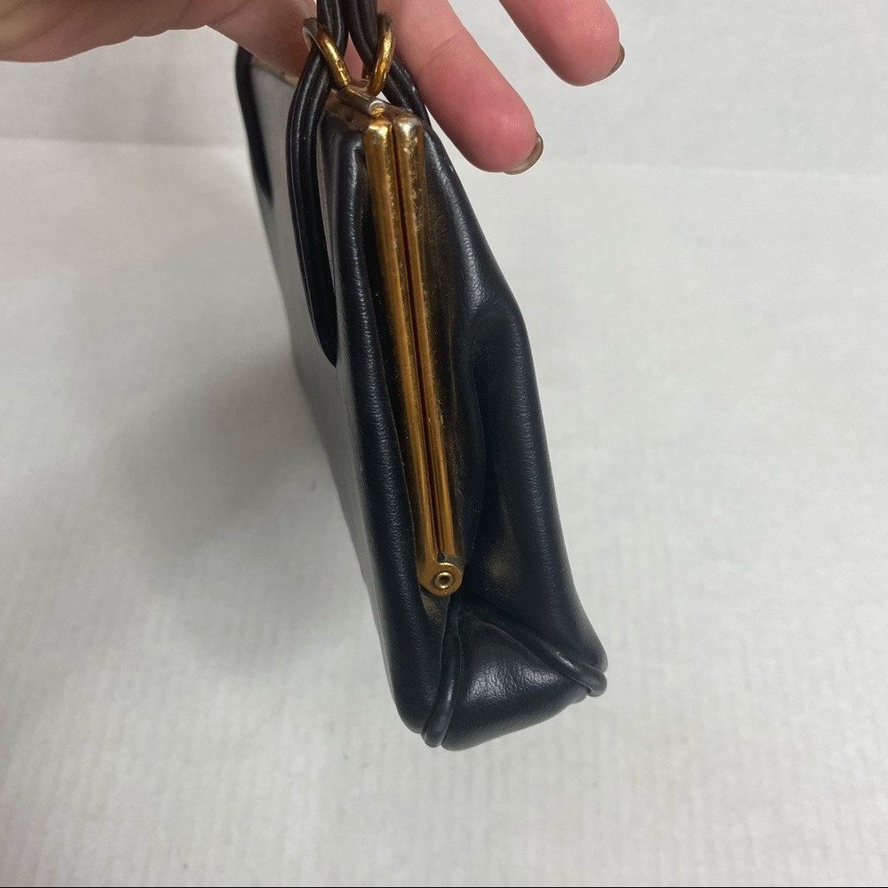 Vintage‎ Essell England 50s Black Gold Hand Bag - Picture 3 of 14